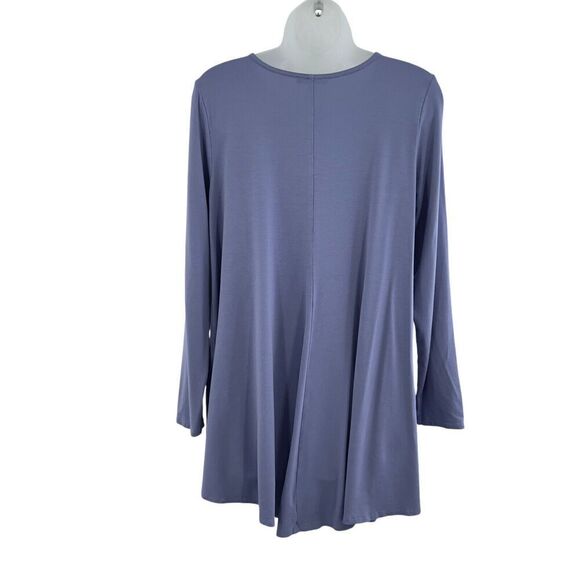 Eileen Fisher System Blouse Women's Size Large Blue Long Sleeve Relaxed Stretchy - Picture 4 of 10